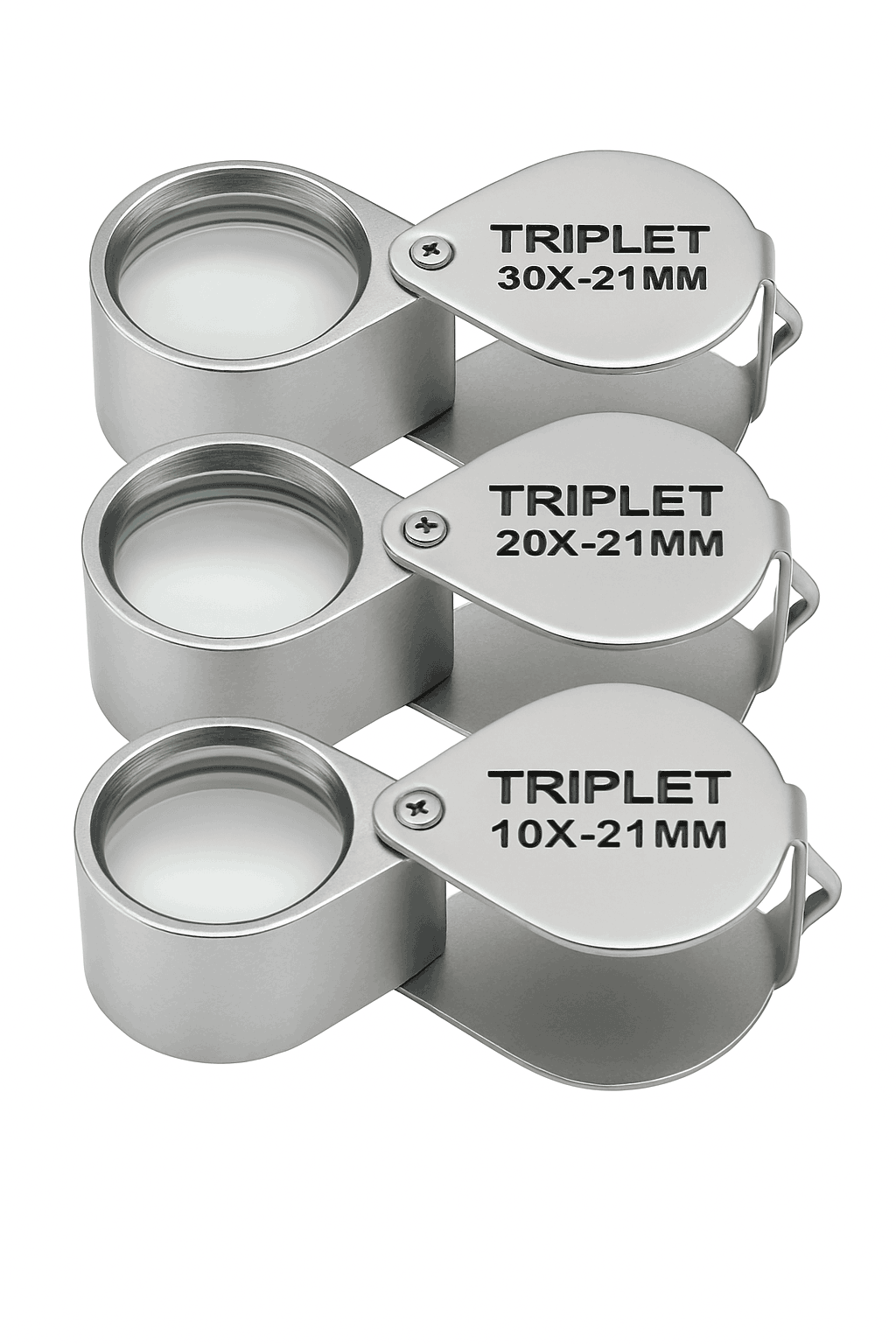 Pocket Loupe Magnifier 10–30X Triplet Lens for Detail Inspection-Silver 20X