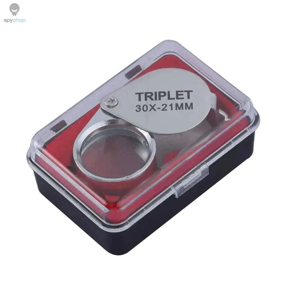Pocket Loupe Magnifier 10–30X Triplet Lens for Detail Inspection-Silver 20X