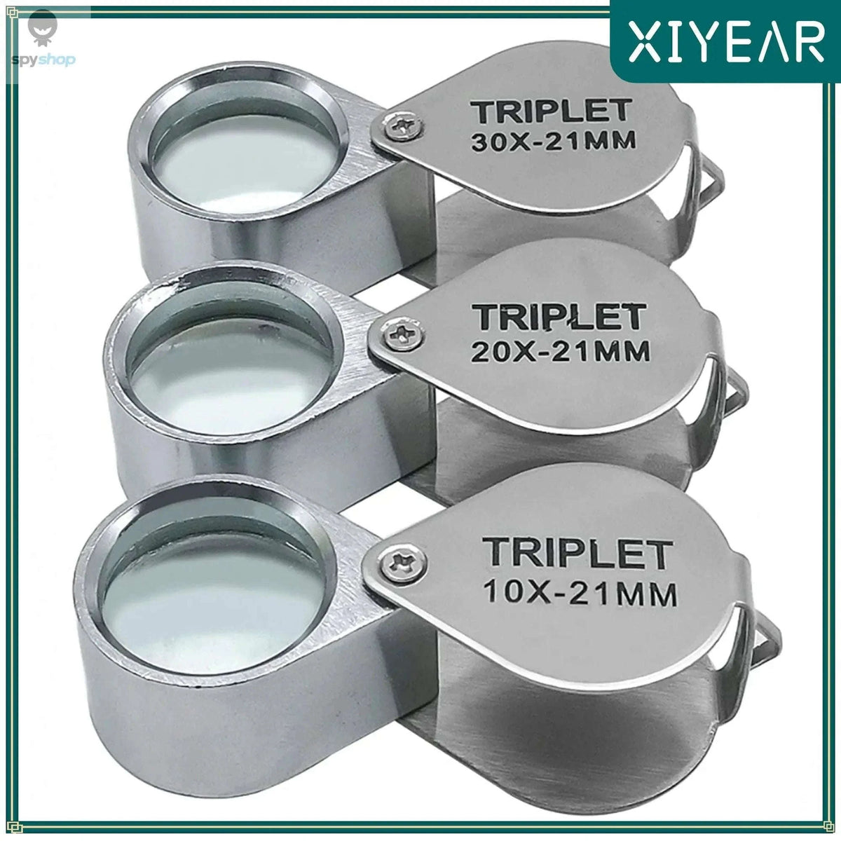 Pocket Loupe Magnifier 10–30X Triplet Lens for Detail Inspection-Silver 20X