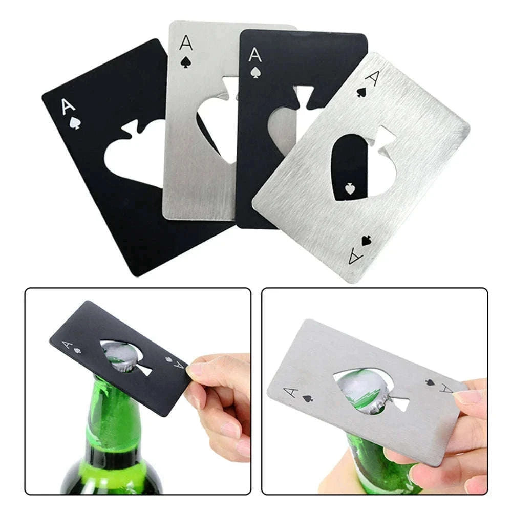 Poker Card Bottle Opener – Slim Wallet Size Metal Opener-Silver
