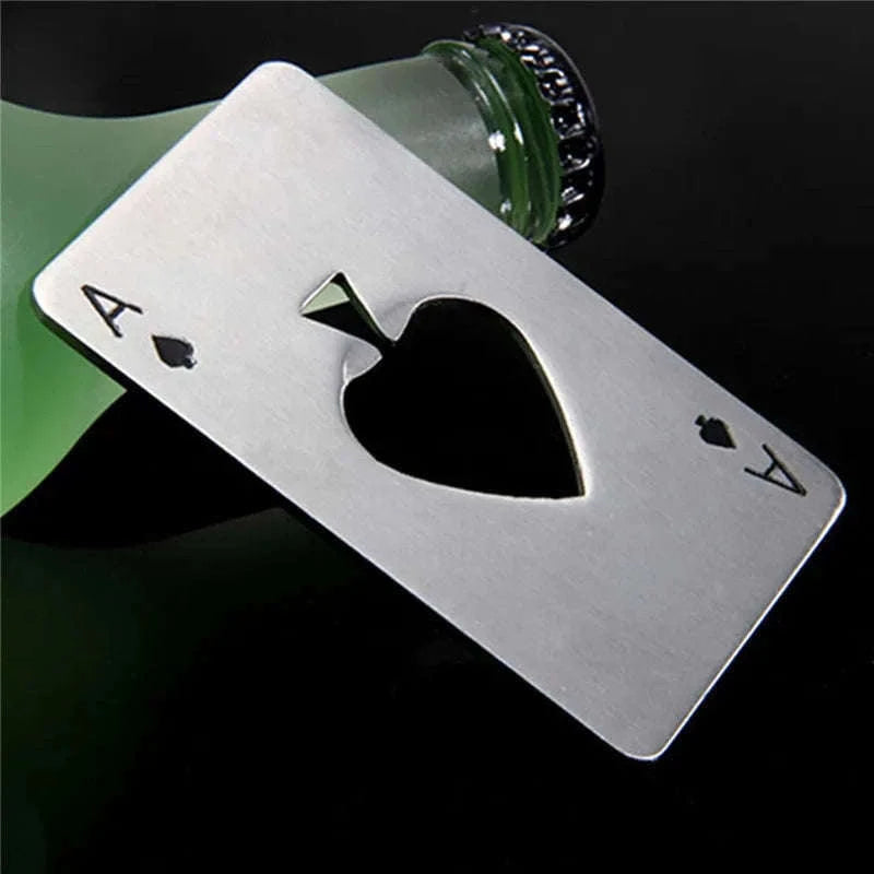 Poker Card Bottle Opener – Slim Wallet Size Metal Opener-Silver