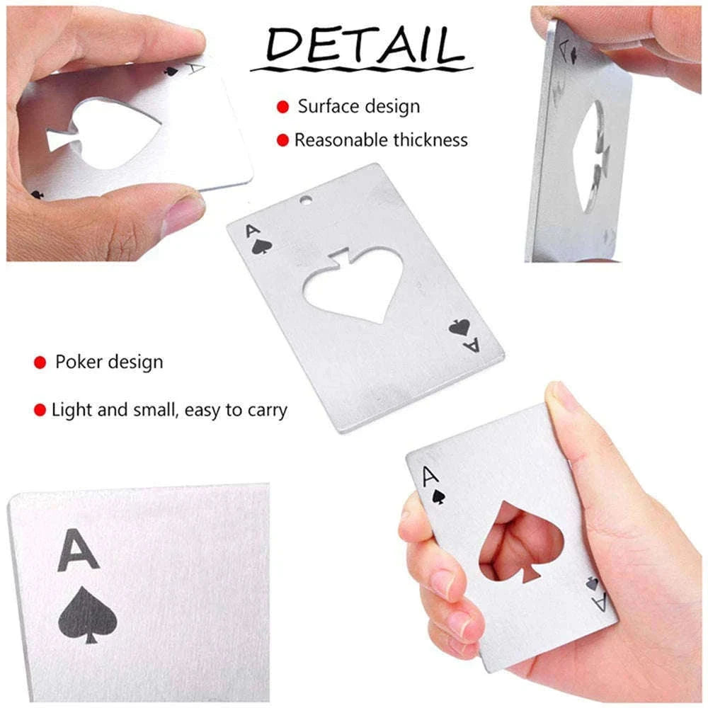 Poker Card Bottle Opener – Slim Wallet Size Metal Opener-Silver