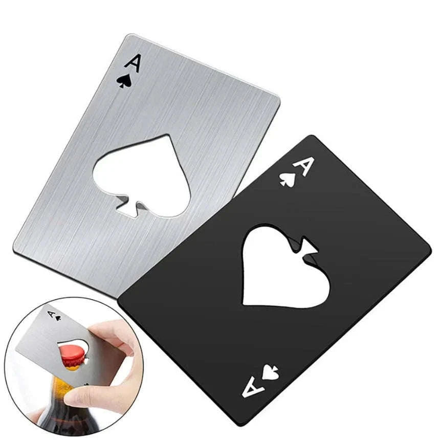Poker Card Bottle Opener – Slim Wallet Size Metal Opener-Silver