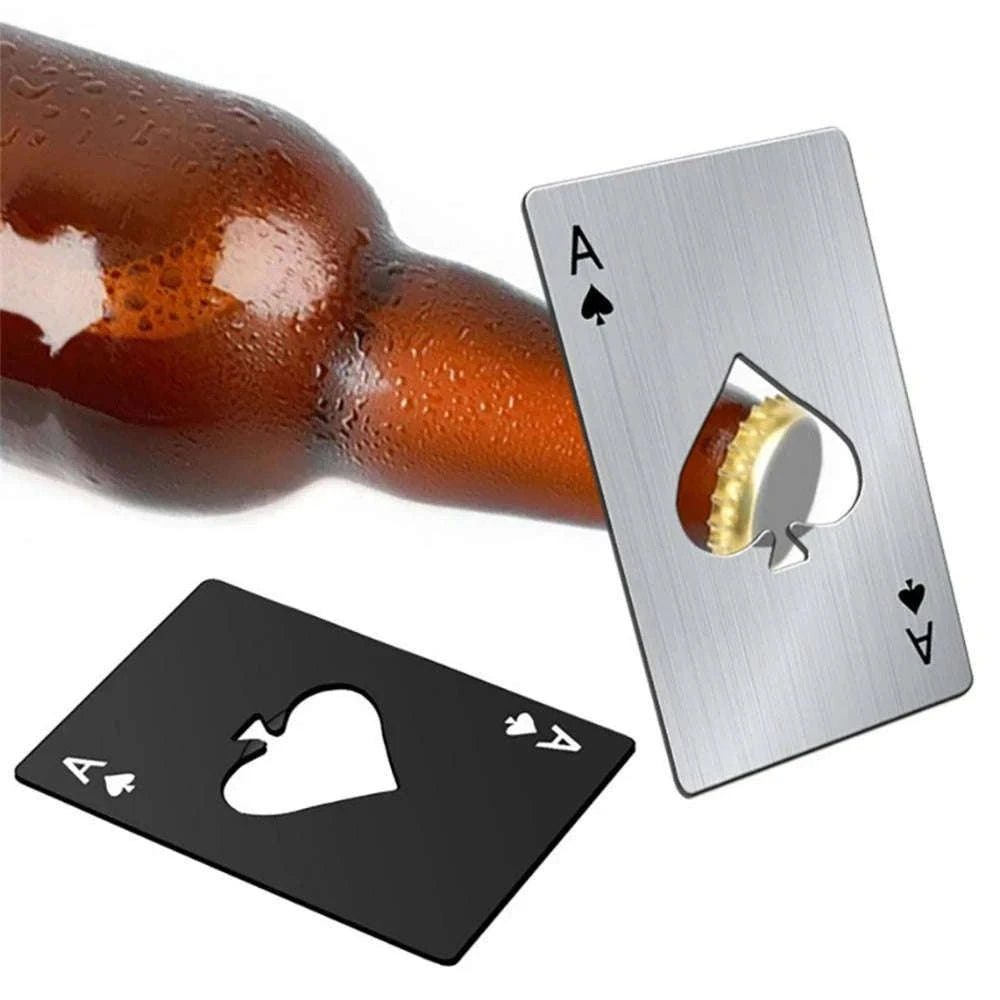 Poker Card Bottle Opener – Slim Wallet Size Metal Opener-Silver