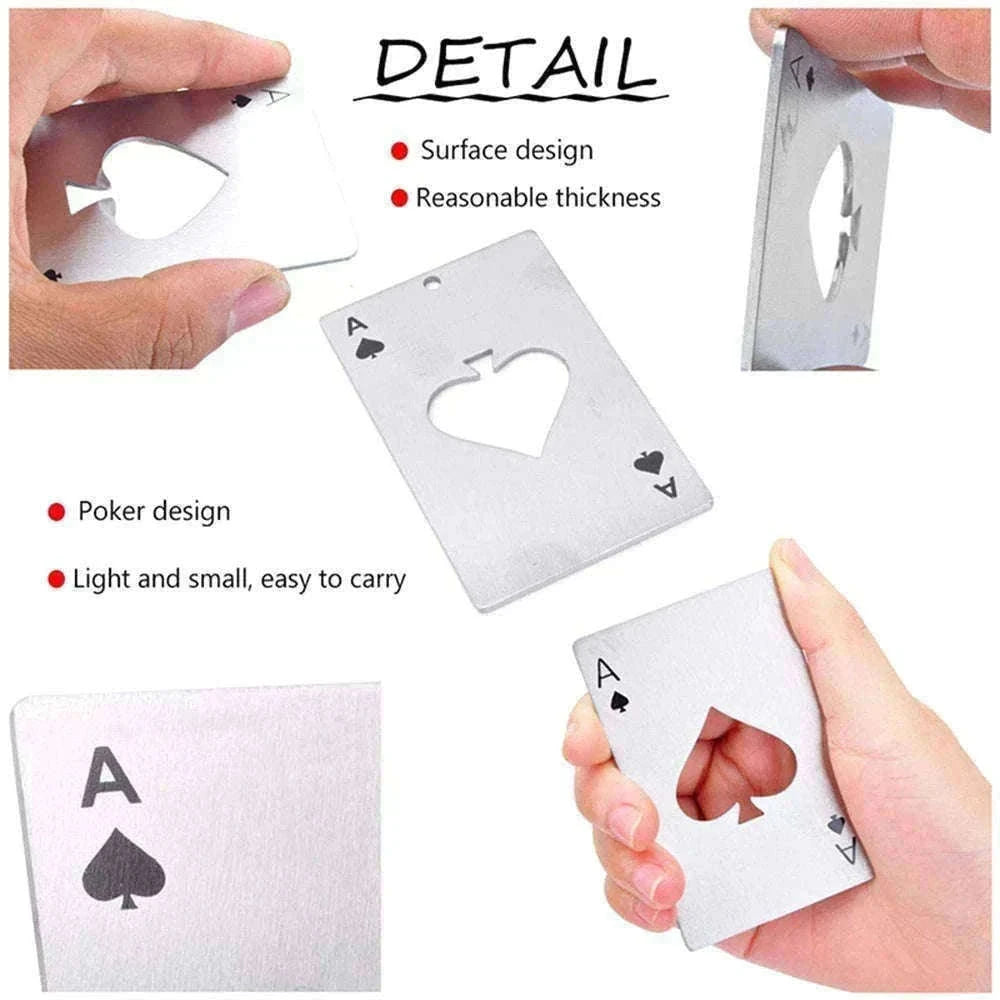 Poker Card Bottle Opener – Slim Wallet Size Metal Opener-Silver