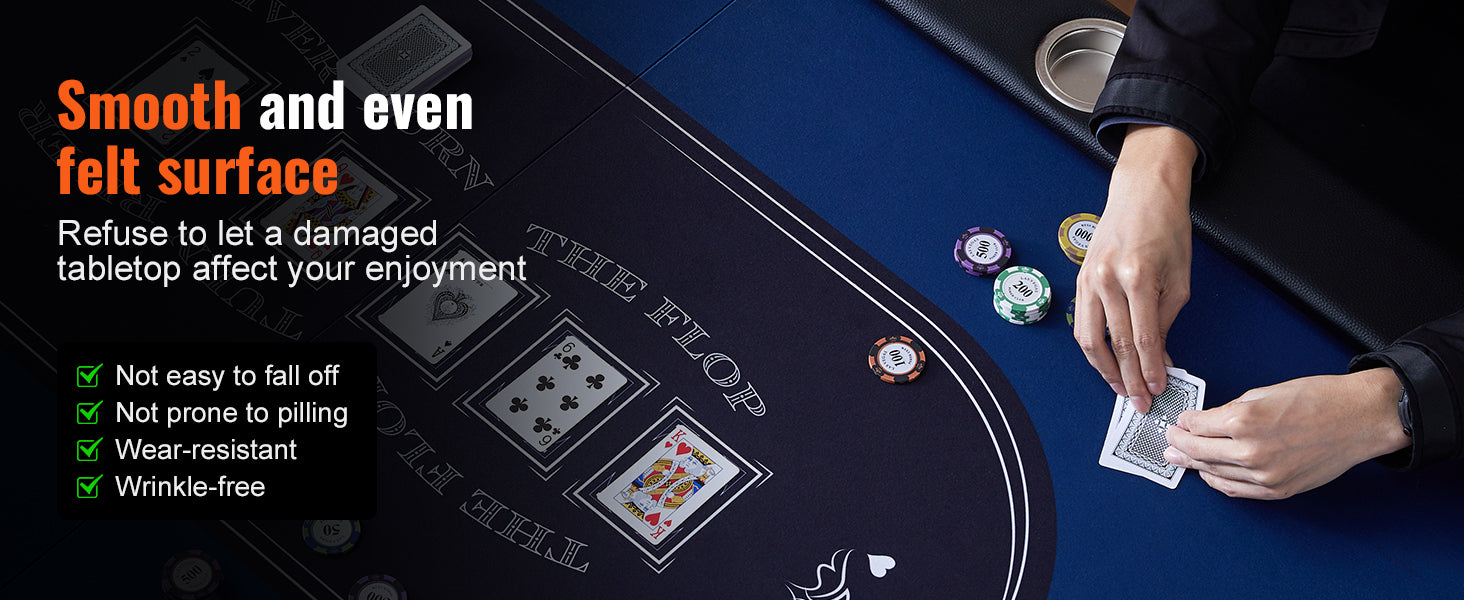 8 Player Foldable Poker Table with Cup Holders & Padded Rails