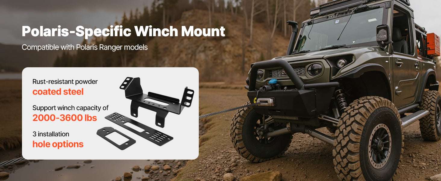 Polaris Ranger Winch Hitch Mount 2000–3600 lbs Fit 2010–2021-Polaris Ranger / United States