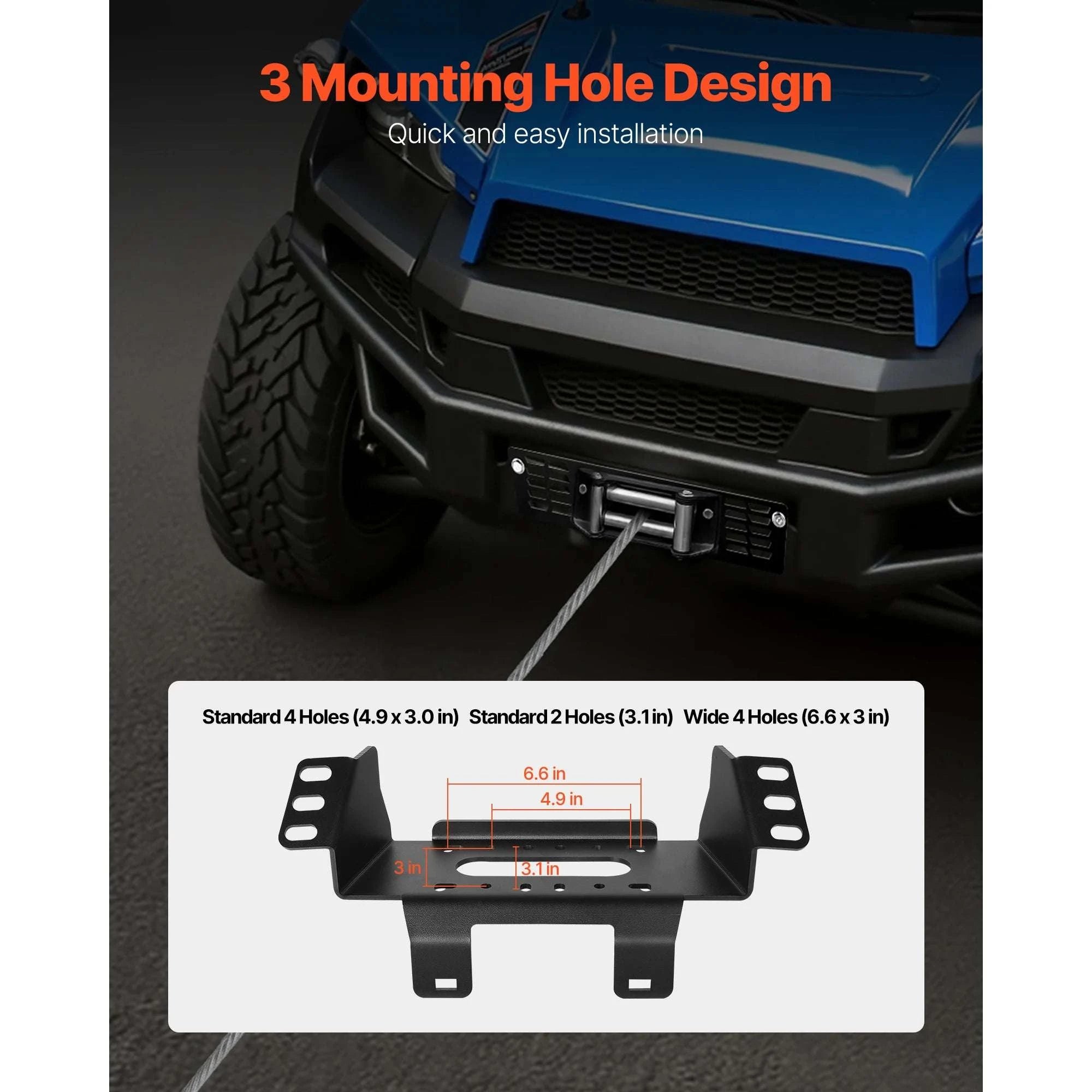 Polaris Ranger Winch Hitch Mount 2000–3600 lbs Fit 2010–2021-Polaris Ranger / United States