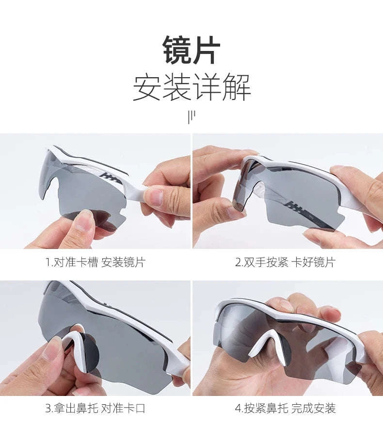 Polarized Cycling & Motorcycle Glasses with 3 Interchangeable Lenses-10035
