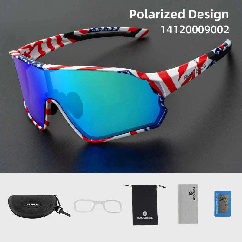 Polarized UV400 Cycling Sunglasses Large Frame TR90 Sport Glasses-10134WRD / Polarized / One Size