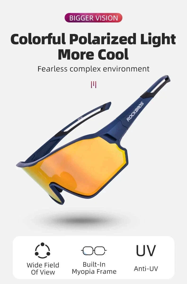 Polarized UV400 Cycling Sunglasses Large Frame TR90 Sport Glasses-10134WRD / Polarized / One Size