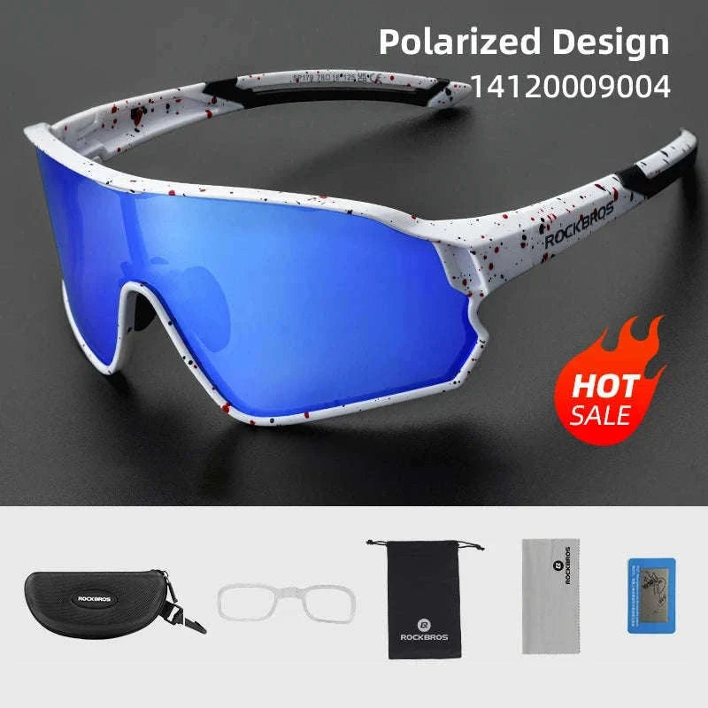 Polarized UV400 Cycling Sunglasses Large Frame TR90 Sport Glasses-10134WRD / Polarized / One Size