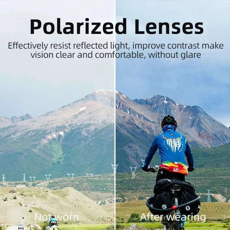 Polarized UV400 Cycling Sunglasses Large Frame TR90 Sport Glasses-10134WRD / Polarized / One Size