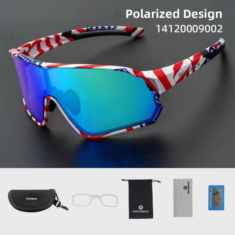 Polarized UV400 Cycling Sunglasses Large Frame TR90 Sport Glasses-10134WRD / Polarized / One Size