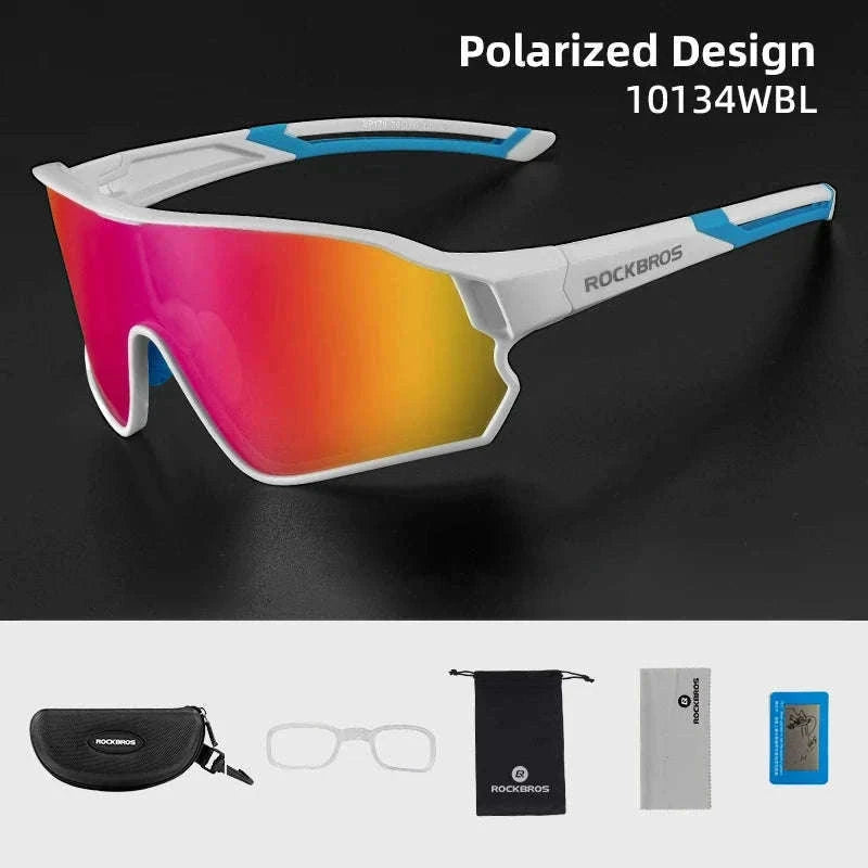 Polarized UV400 Cycling Sunglasses Large Frame TR90 Sport Glasses-10134WRD / Polarized / One Size
