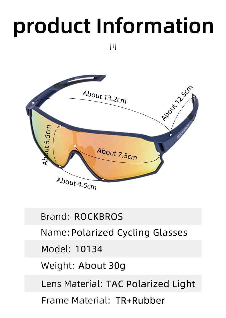 Polarized UV400 Cycling Sunglasses Large Frame TR90 Sport Glasses-10134WRD / Polarized / One Size