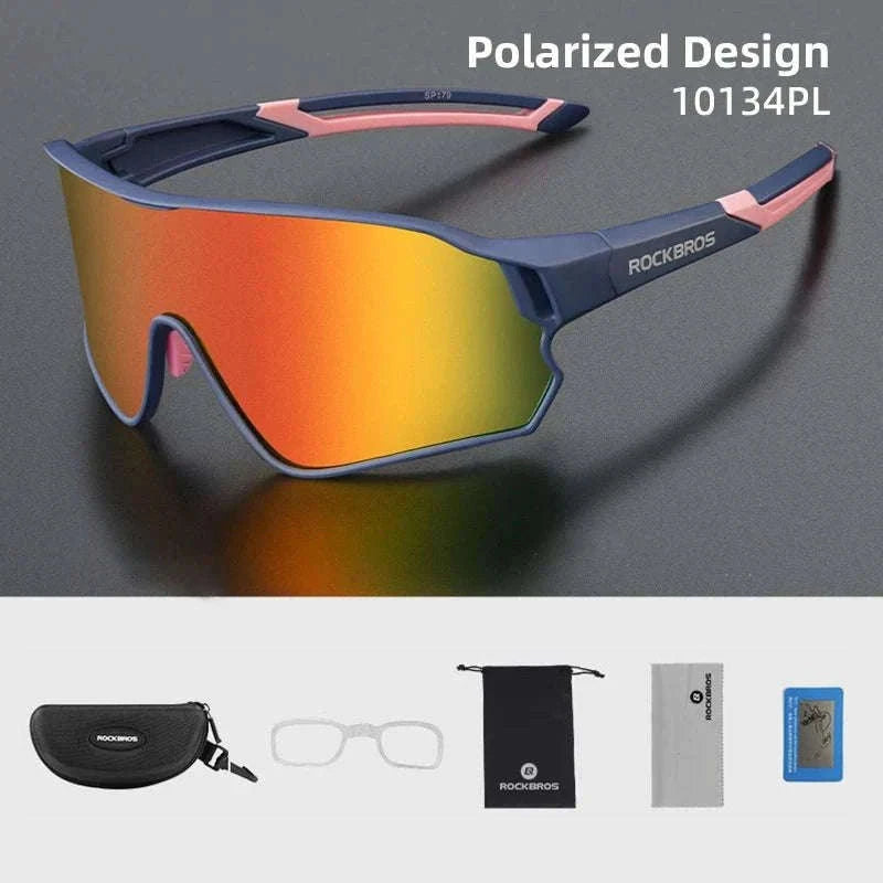 Polarized UV400 Cycling Sunglasses Large Frame TR90 Sport Glasses-10134WRD / Polarized / One Size