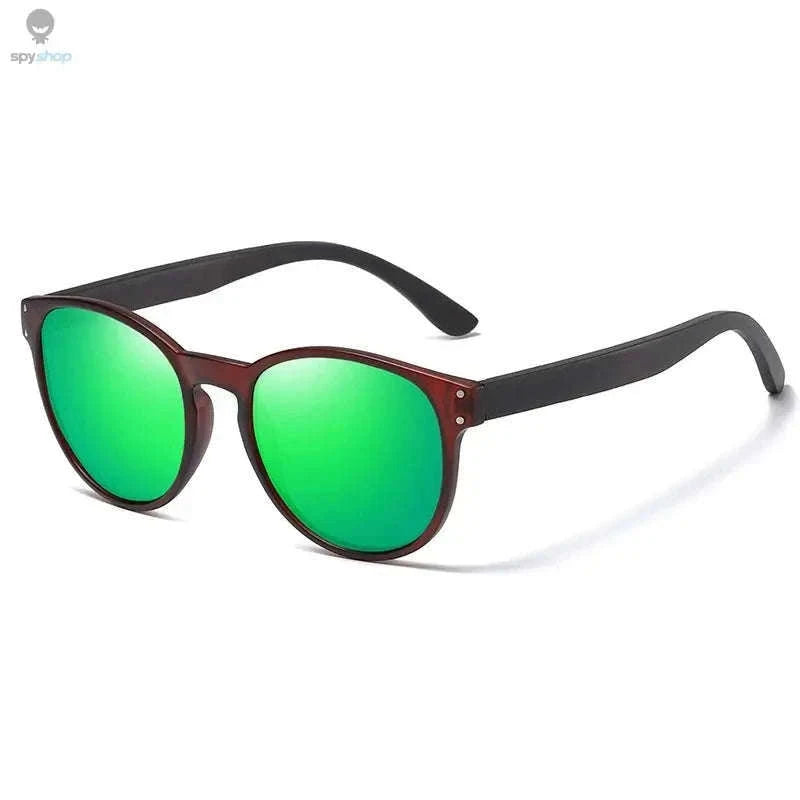 Polarized Wooden Oval Sunglasses for Men and Women-green / wine red