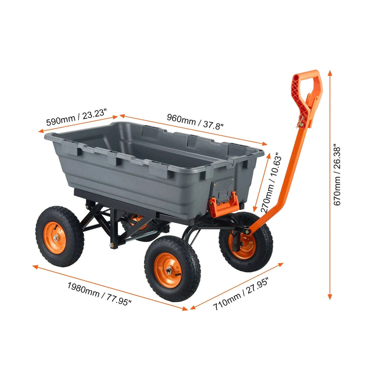 Poly Garden Dump Cart with Steel Frame and 2-in-1 Convertible Handle-1500lbs / france