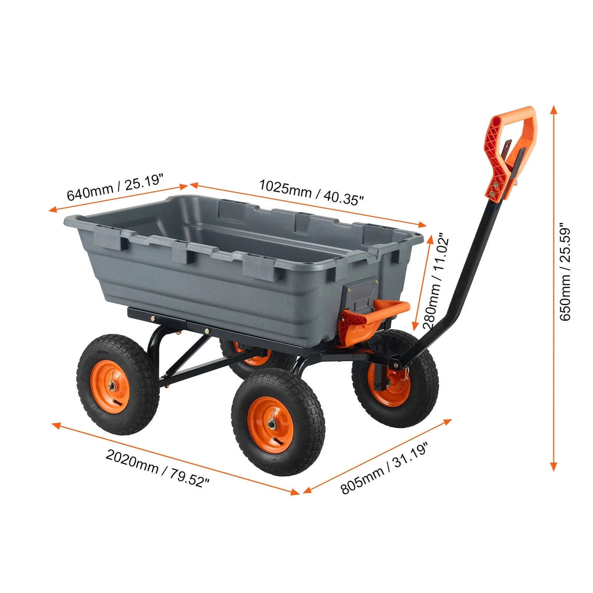 Poly Garden Dump Cart with Steel Frame and 2-in-1 Convertible Handle-1500lbs / france