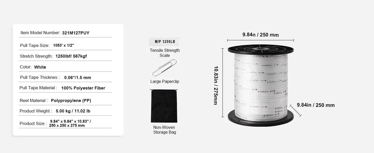 Polyester Pull Tape Flat Rope for Cable Pulling and Conduit Work-