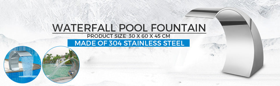 SucceBuy 60x30/40x20 cm Pool Fountain Waterfall Stainless Steel Fountain Pond Garden Swimming Feature Decorative Hardware Faucet