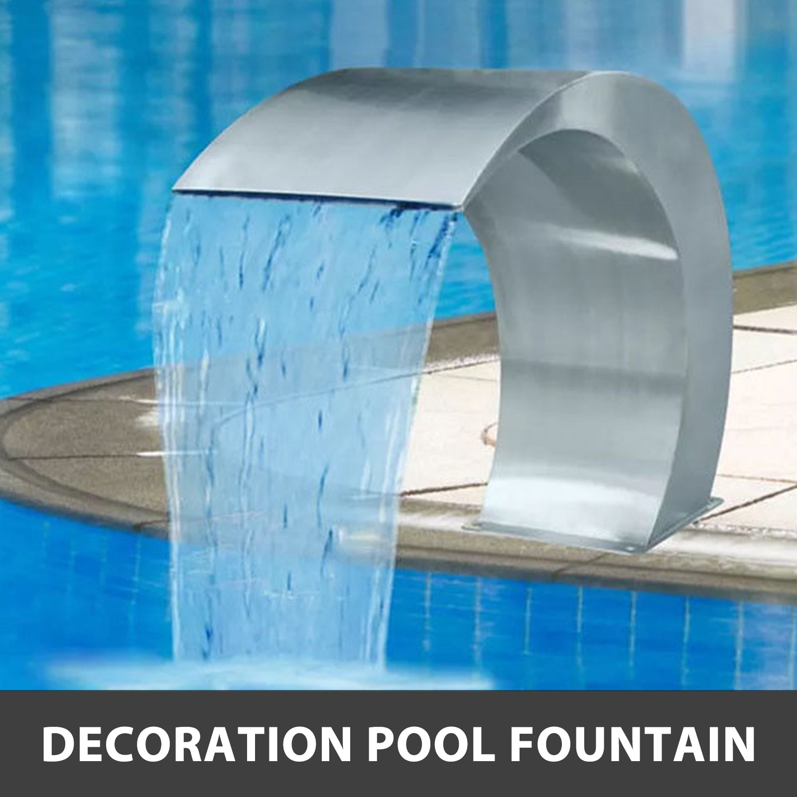 SucceBuy 60x30/40x20 cm Pool Fountain Waterfall Stainless Steel Fountain Pond Garden Swimming Feature Decorative Hardware Faucet