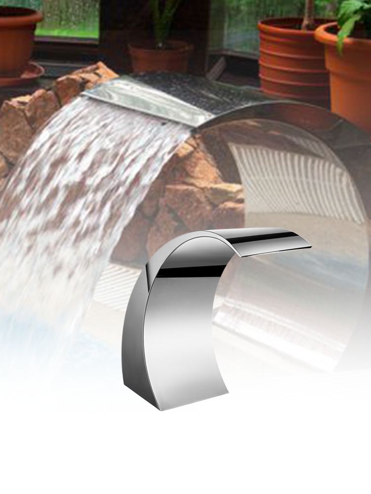 SucceBuy 60x30/40x20 cm Pool Fountain Waterfall Stainless Steel Fountain Pond Garden Swimming Feature Decorative Hardware Faucet