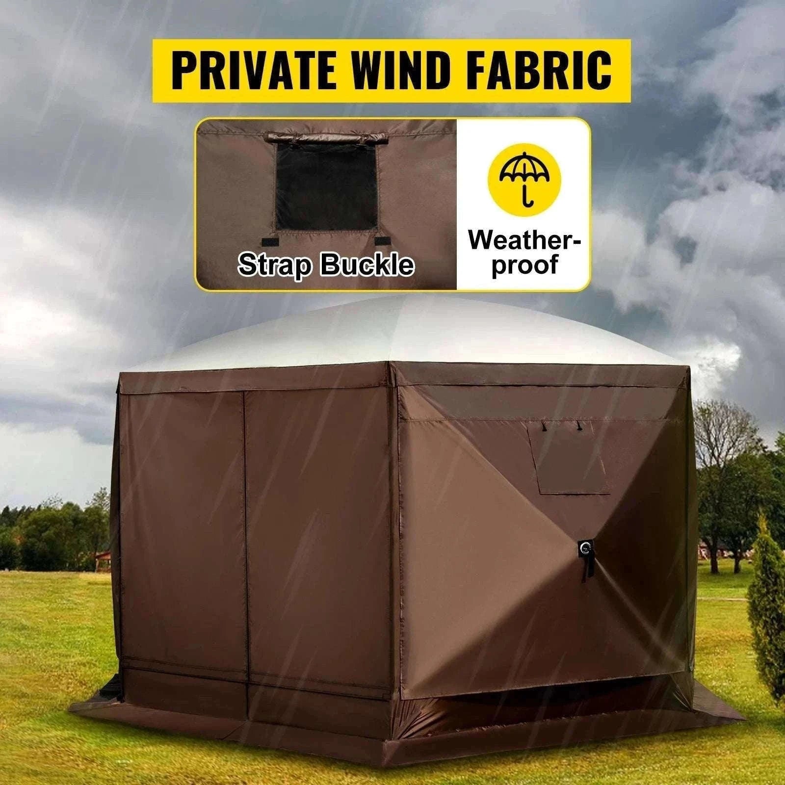 Pop-Up 6-Sided Camping Gazebo Tent with Screen & Wind Panels-12x12ft / france