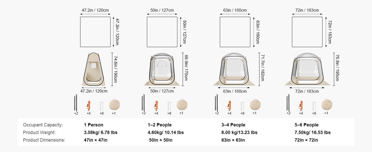 Pop-Up Clear Sports Tent Waterproof Pod with Floor & Cover-47x47inch / United States
