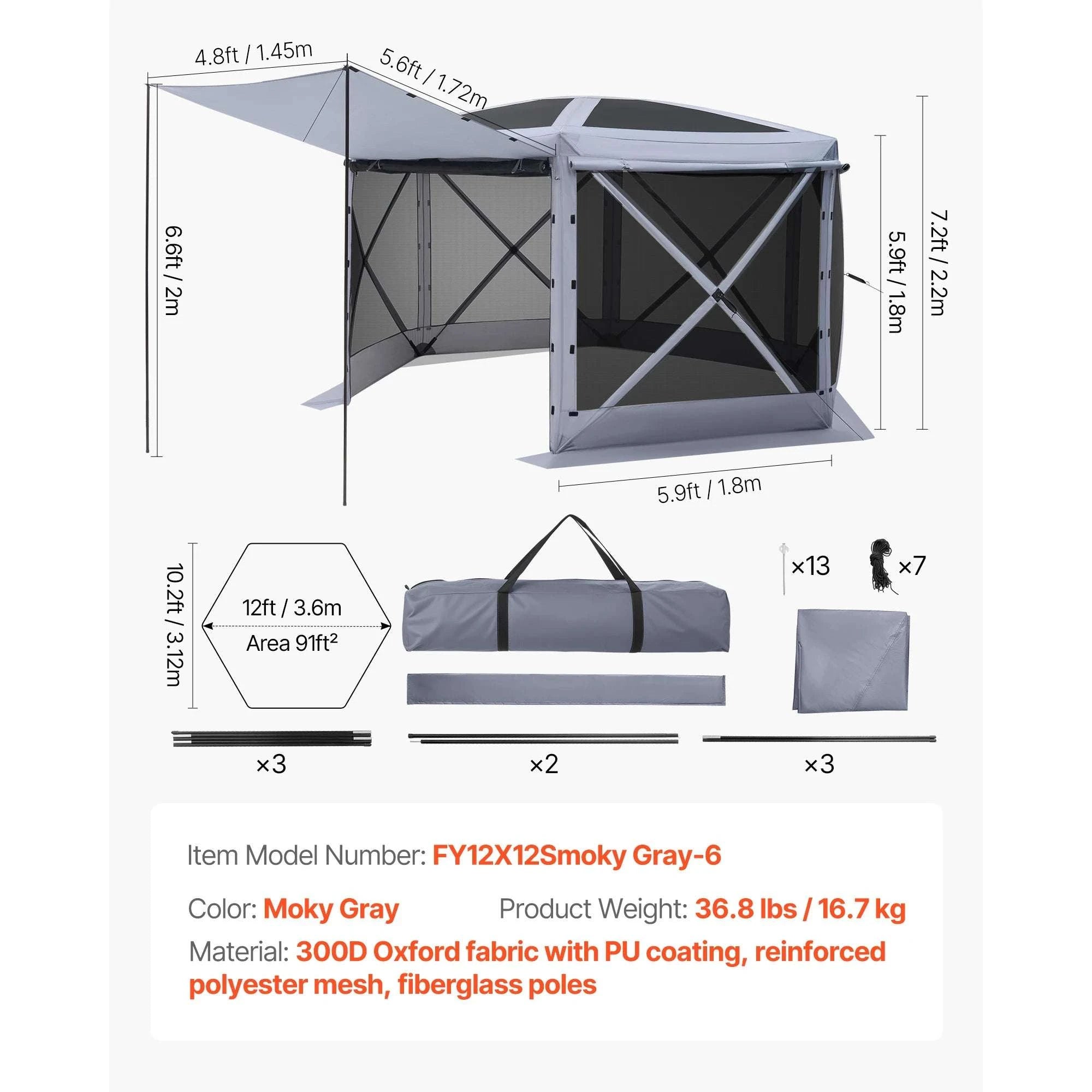 Pop-Up Gazebo Screen Tent with Removable Canopy for Camping-12x12ft Green / United States