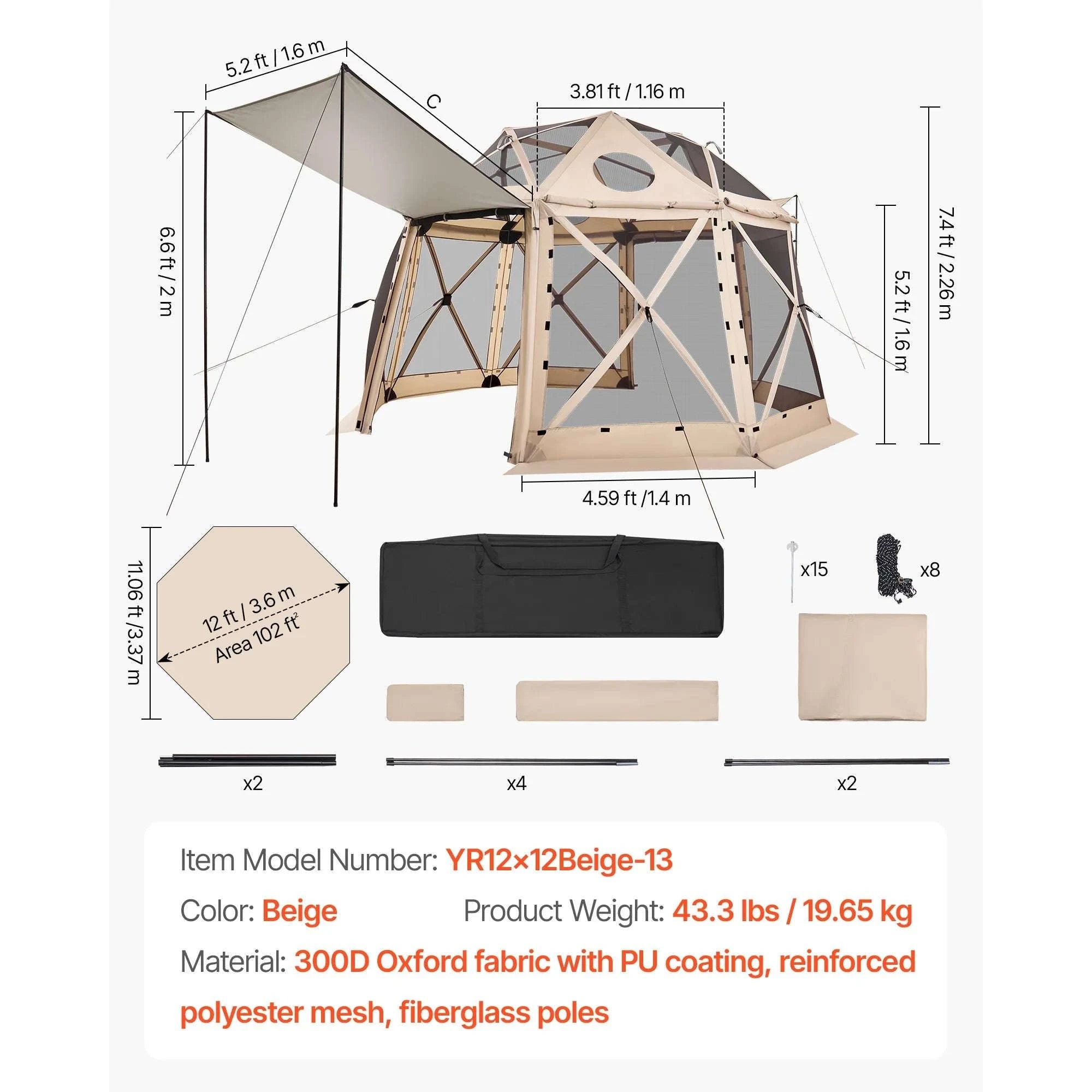 Pop-Up Gazebo Screen Tent with Removable Canopy for Camping-12x12ft Green / United States