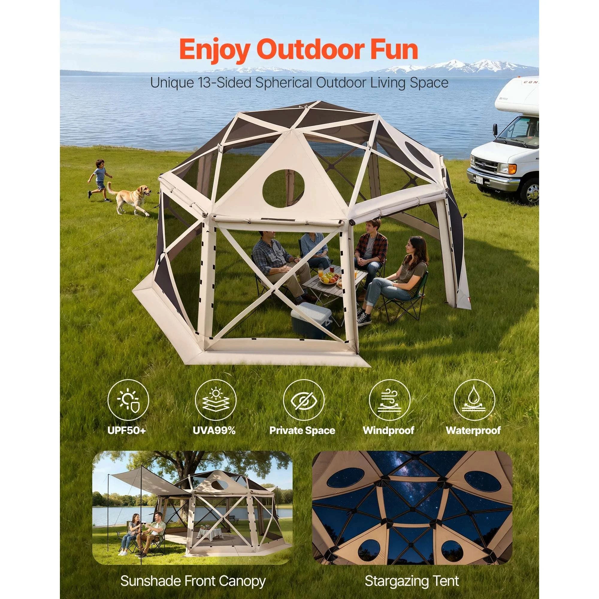 Pop-Up Gazebo Screen Tent with Removable Canopy for Camping-12x12ft Green / United States