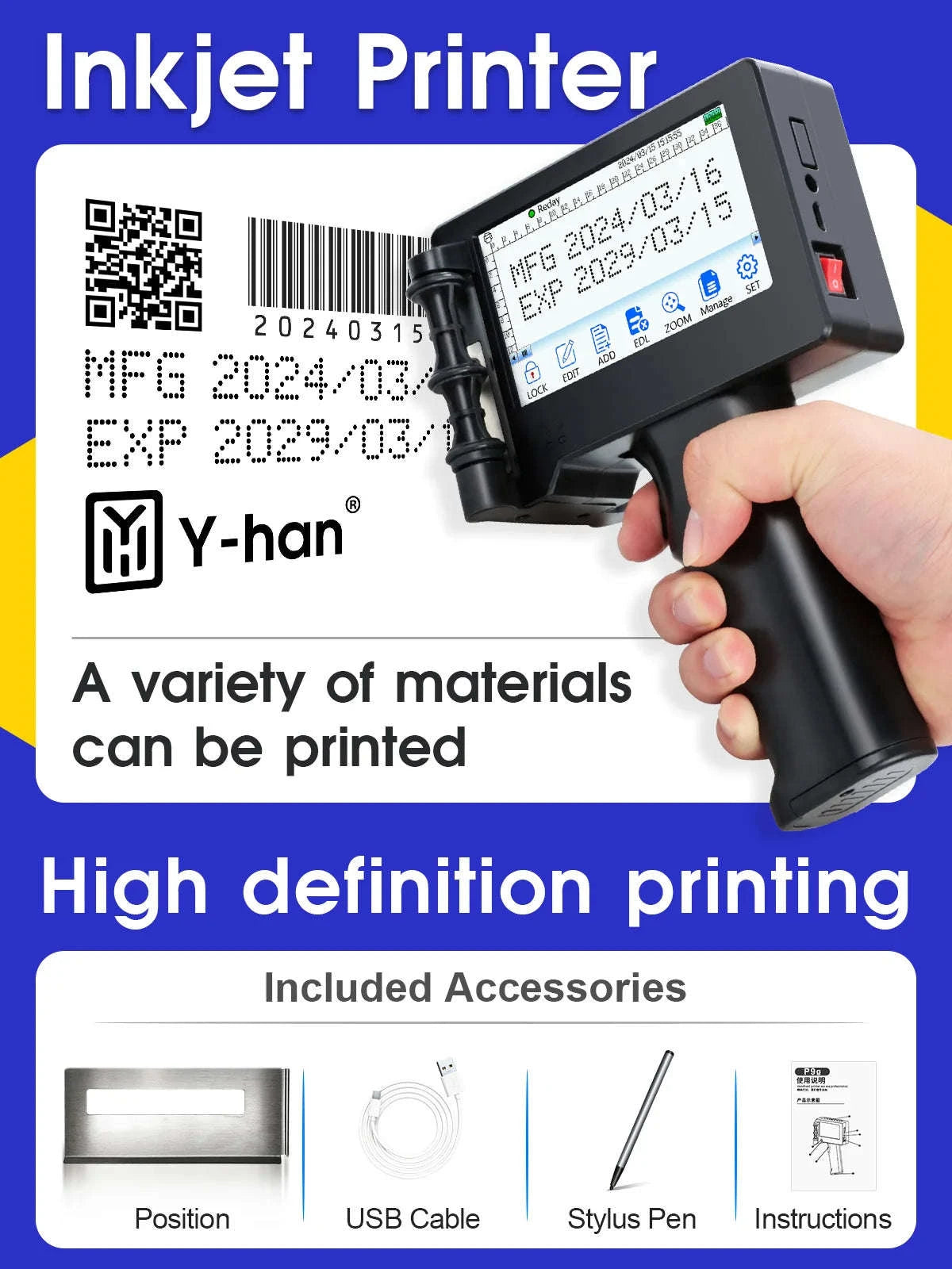 Portable 12.7mm Inkjet Printer for Expiry Dates, Barcodes & QR Codes-printer / China Mainland
