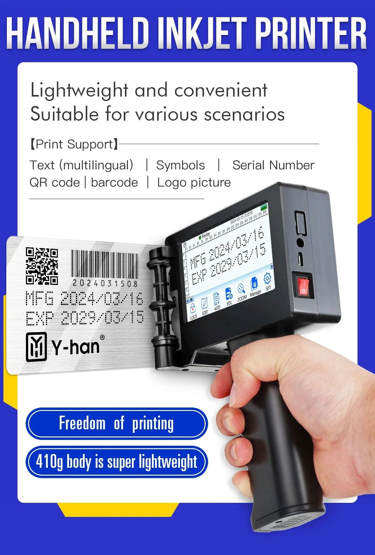 Portable 12.7mm Inkjet Printer for Expiry Dates, Barcodes & QR Codes-printer / China Mainland