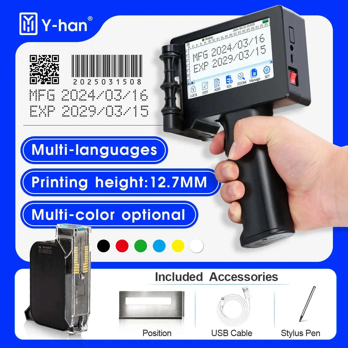 Portable 12.7mm Inkjet Printer for Expiry Dates, Barcodes & QR Codes-printer / China Mainland