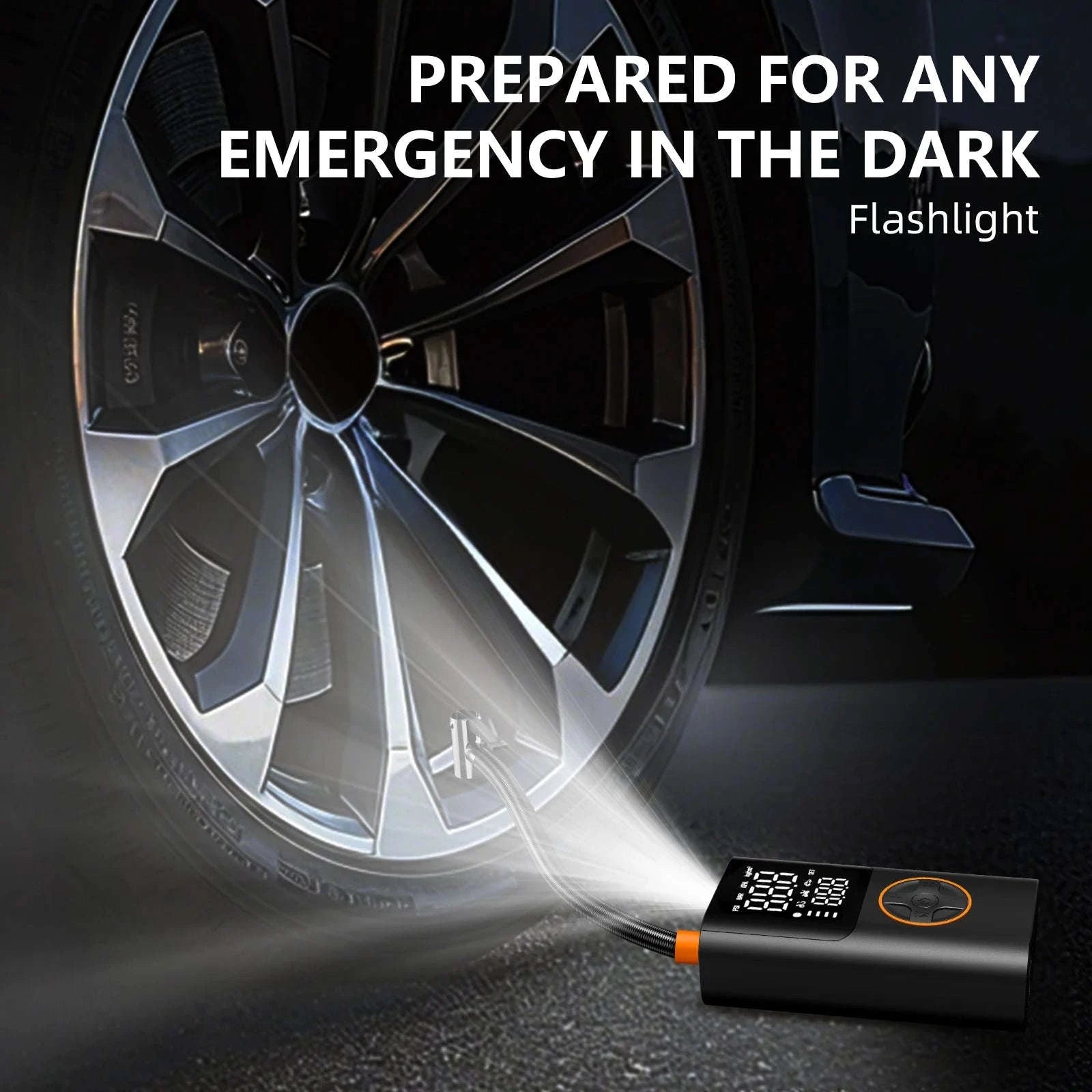 Portable 150PSI Tire Inflator Air Pump with Power Bank & LED Light-black / United States