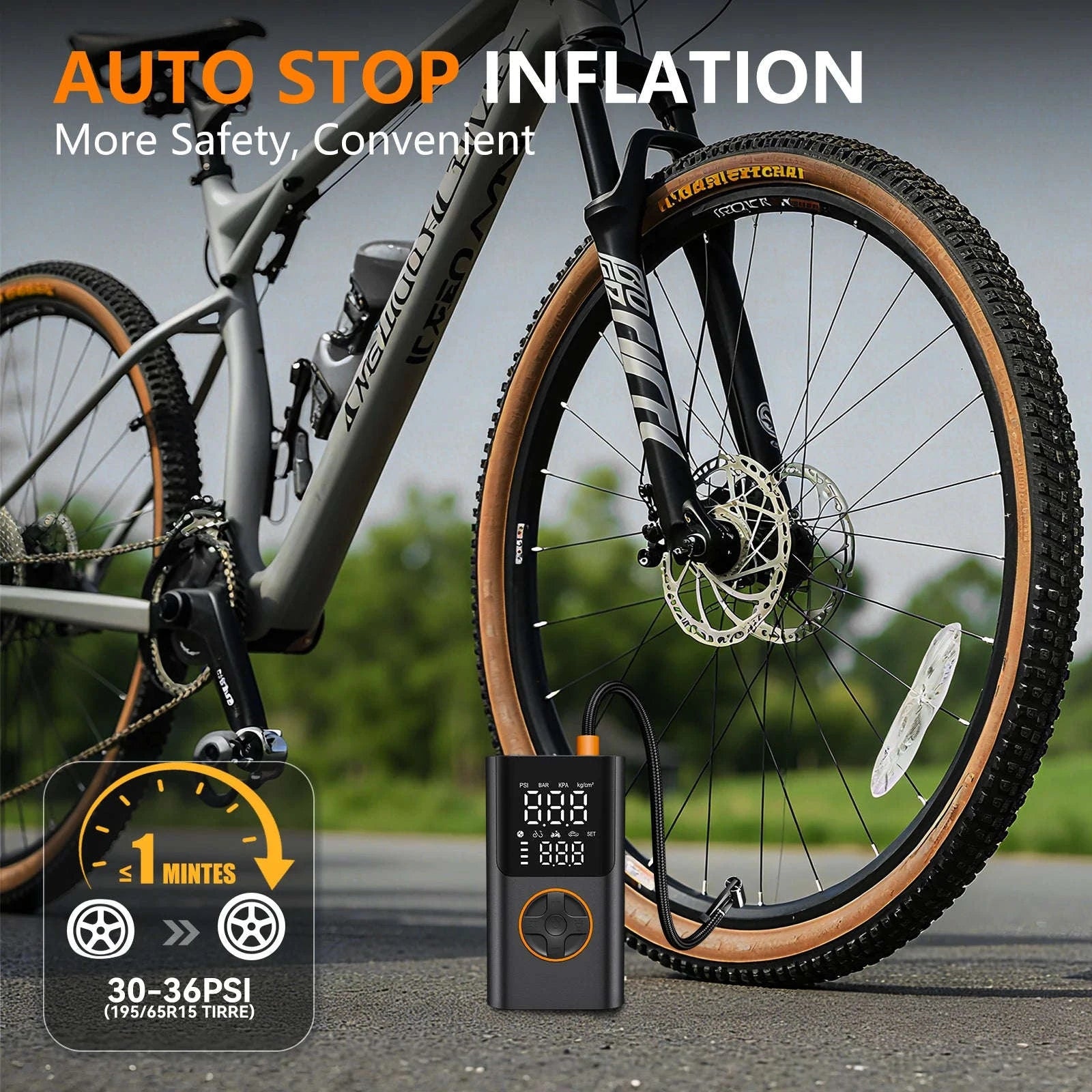 Portable 150PSI Tire Inflator Air Pump with Power Bank & LED Light-black / United States