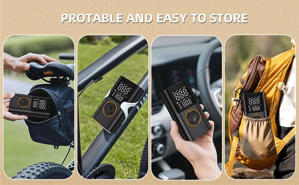 Portable 150PSI Tire Inflator Air Pump with Power Bank & LED Light-black / United States