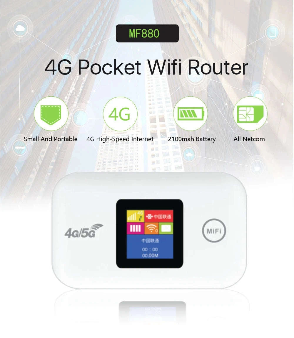 Portable 4G Mobile WiFi Router with SIM Slot-White