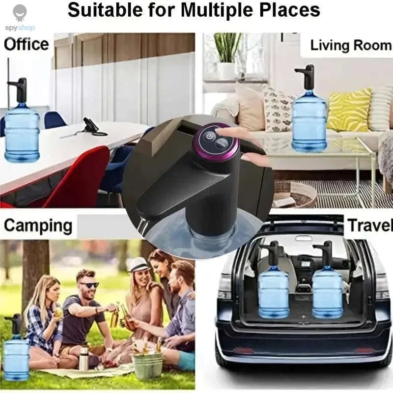 Portable 5‑Gallon Water Dispenser with USB Charging-Dark Grey