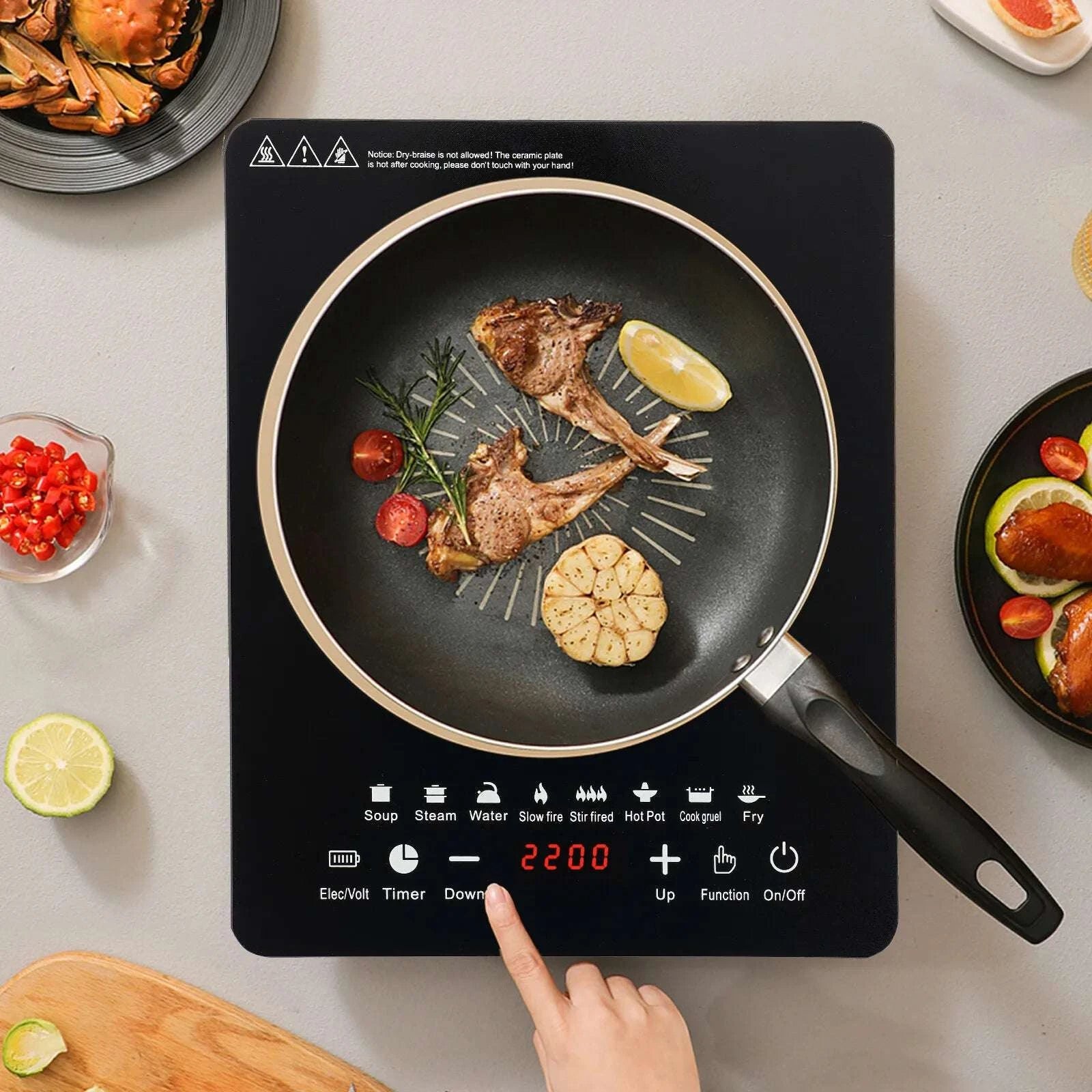 Portable 750W Induction Cooktop with Touch Control & 180-Min Timer-