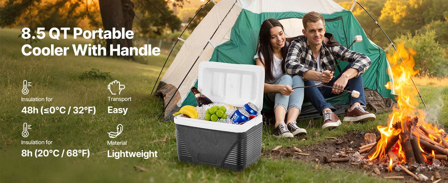 Portable 8.5QT Hard Cooler with 48H Ice Retention & Handle-8.5qt / United States