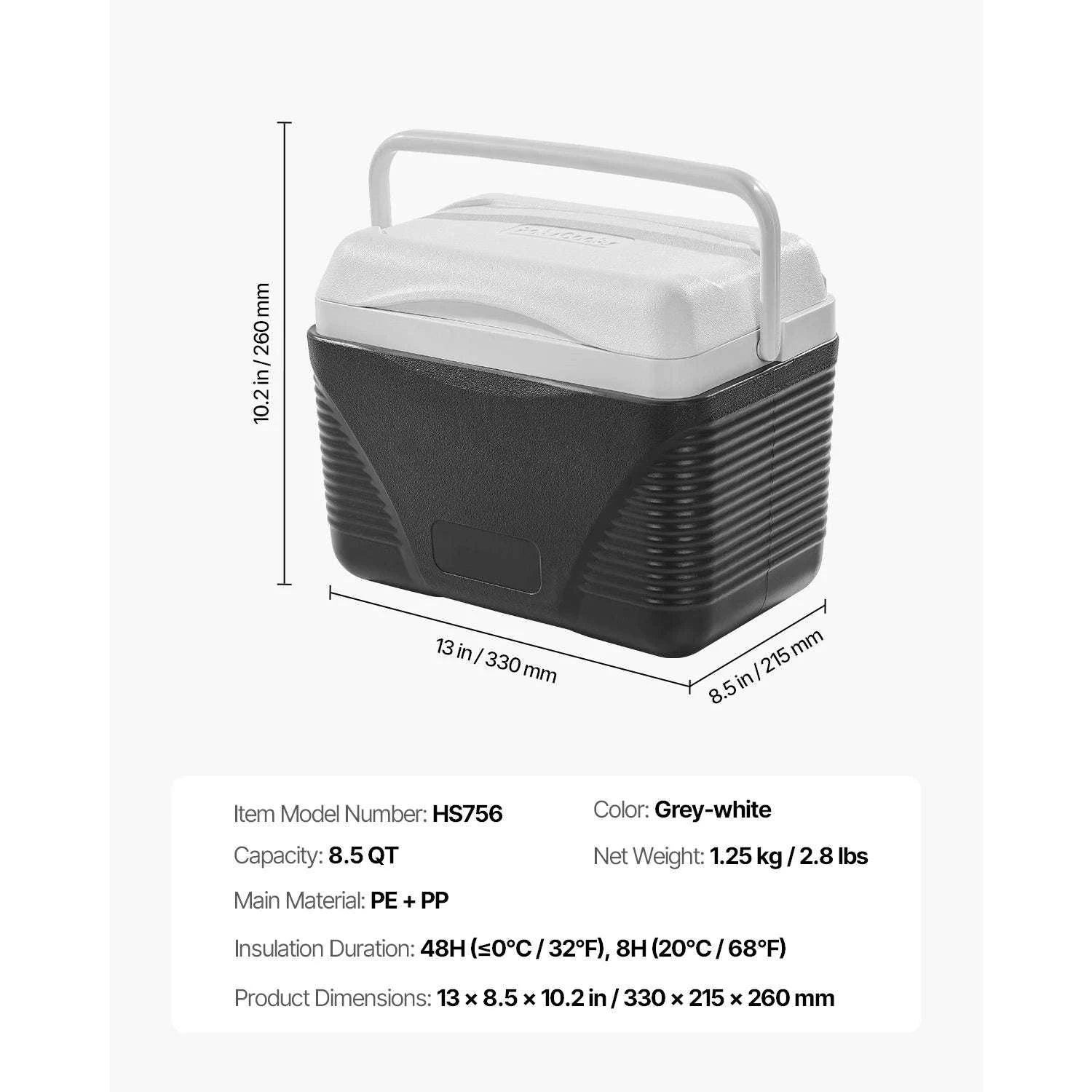 Portable 8.5QT Hard Cooler with 48H Ice Retention & Handle-8.5qt / United States