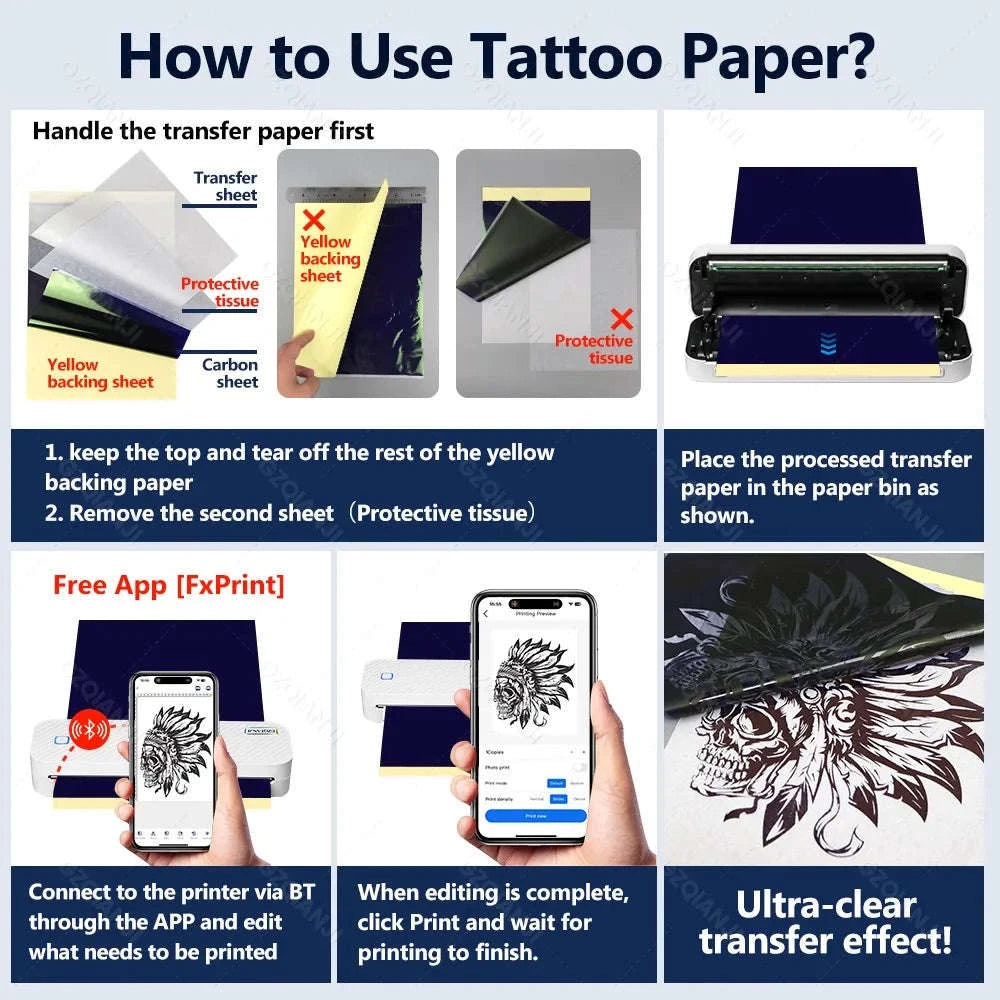 Portable A4 Thermal Printer-2Rolls100pcs 1Case