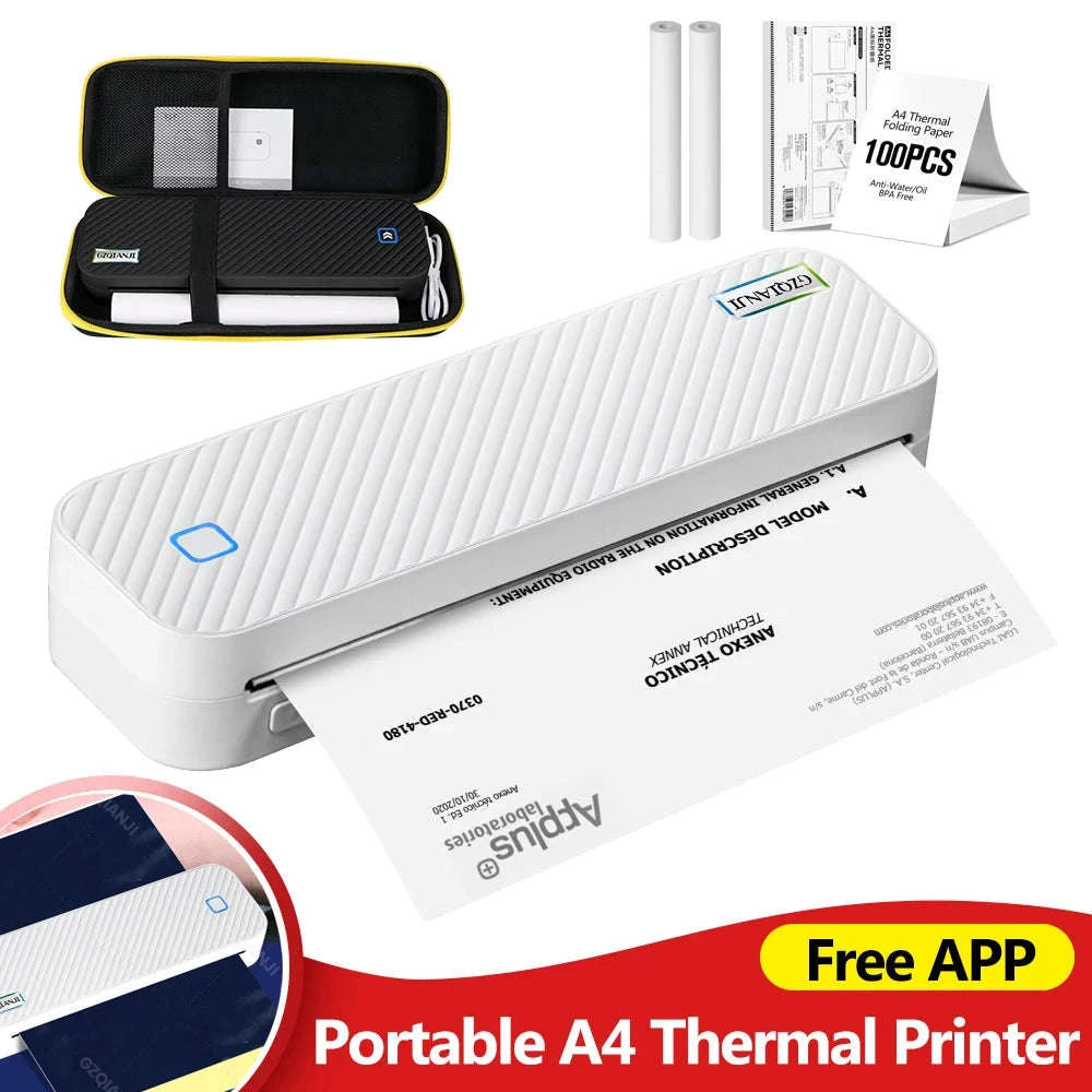 Portable A4 Thermal Printer-2Rolls100pcs 1Case
