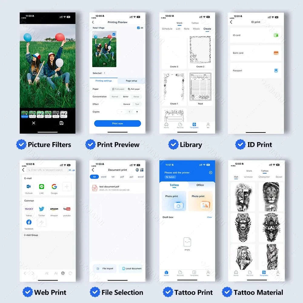 Portable A4 Thermal Printer-2Rolls100pcs 1Case
