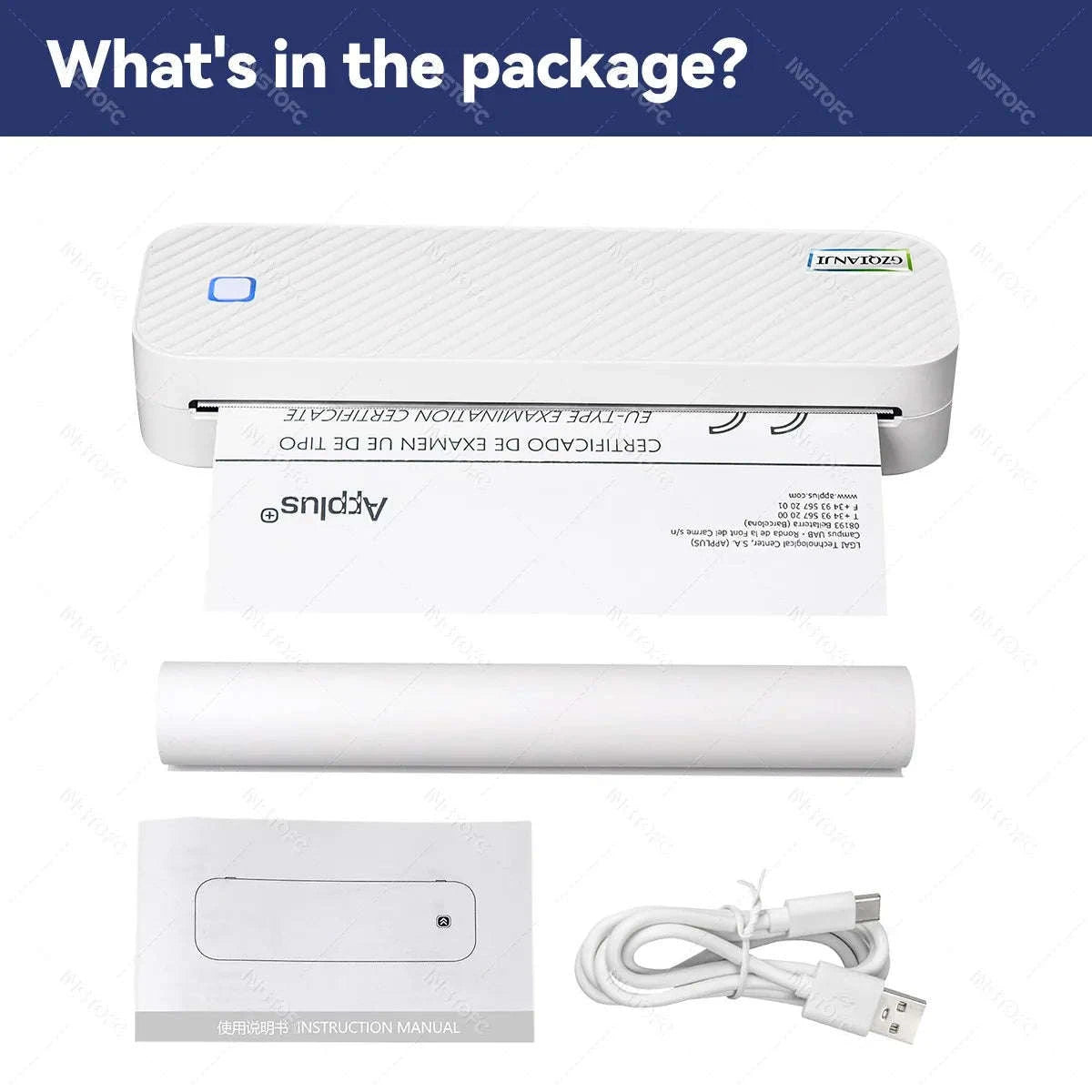 Portable A4 Thermal Printer-2Rolls100pcs 1Case