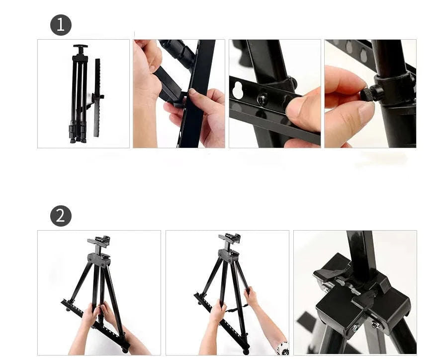 Portable Adjustable Metal Sketch Easel-Black-Iron-Easel