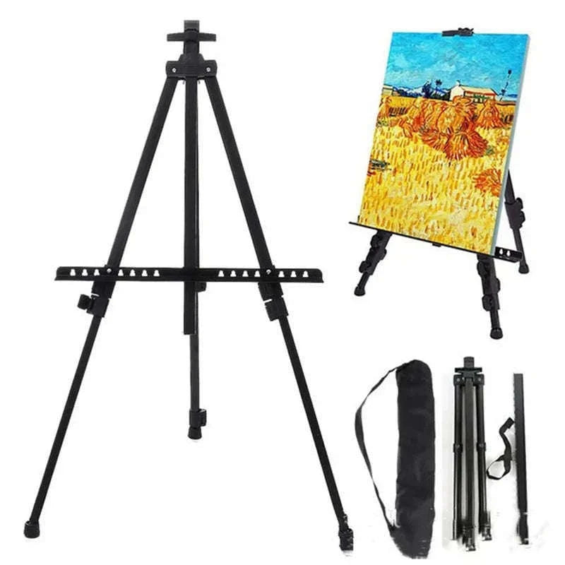 Portable Adjustable Metal Sketch Easel for Indoor & Outdoor Art-black